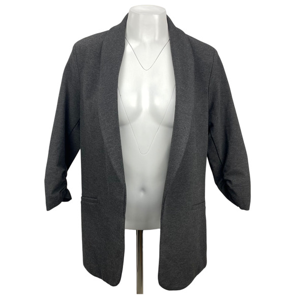 Jackets & Blazers - LISETTE L Open Front Ruched Sleeve Gray Blazer Sz Medium